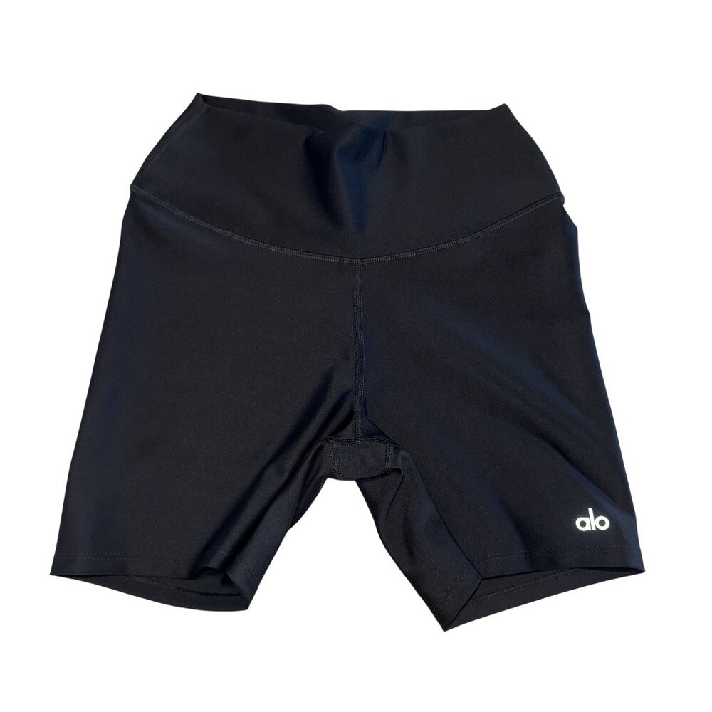 ALO Yoga Airlift Energy Black High-Rise Stretch-Woven Shorts Women's Small S